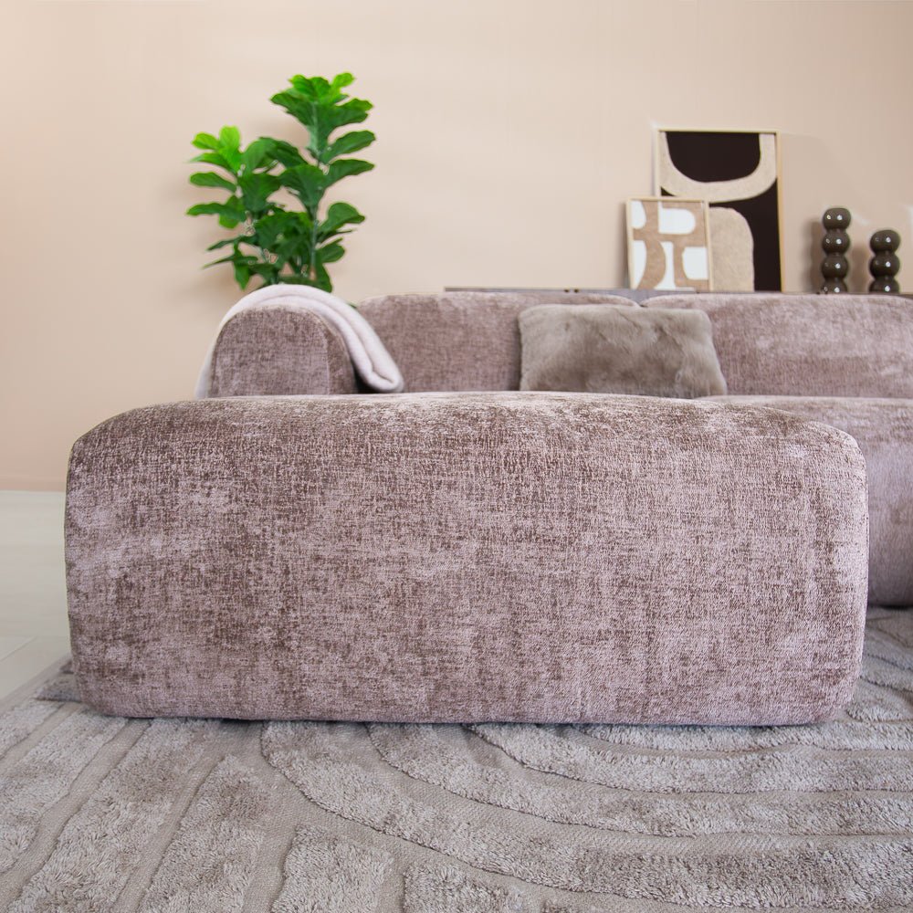 Banken-Hoekbank taupe chenille stof - 272x170 cm - Shane - links-Dimehouse