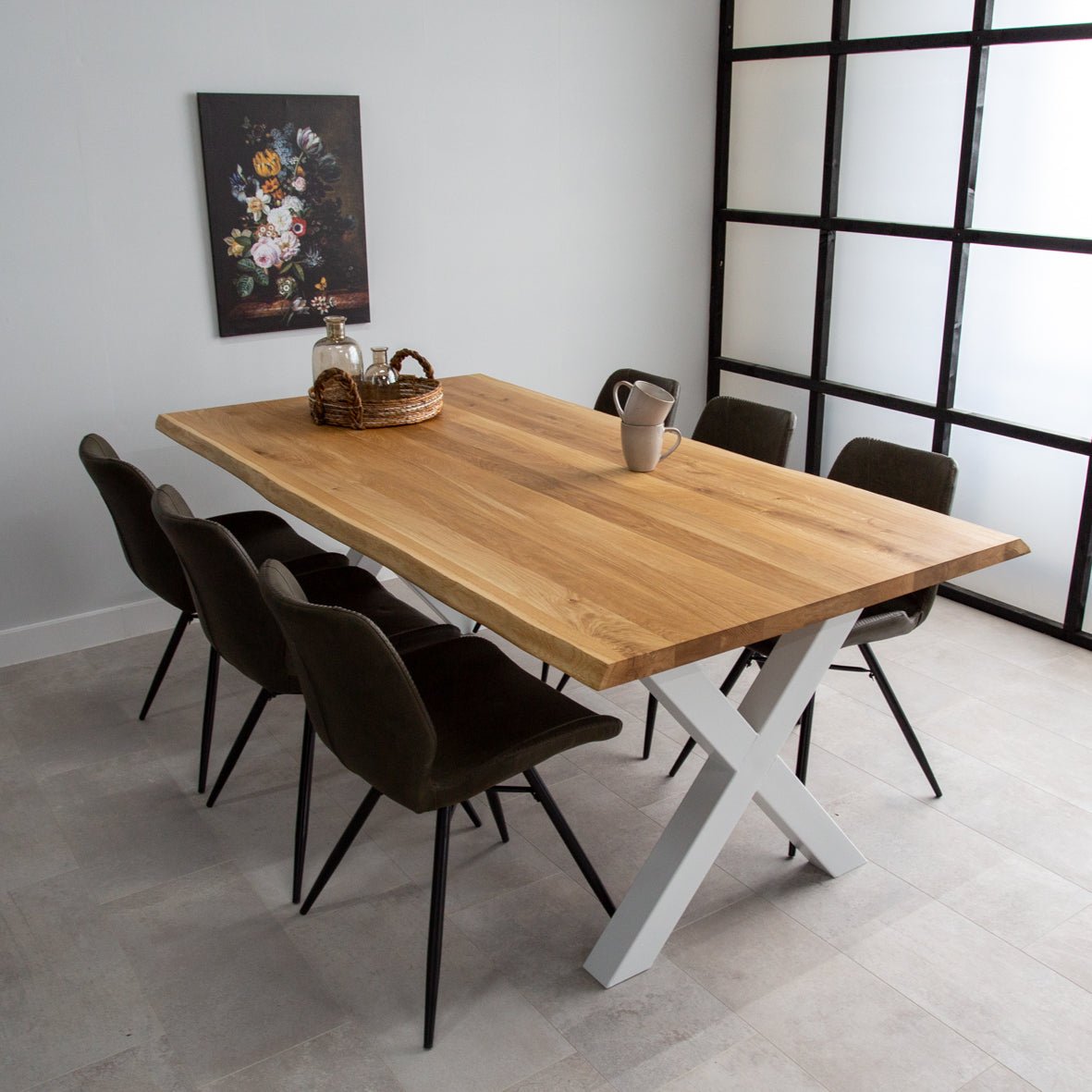 Mesa de comedor revi Oak X-Leg White