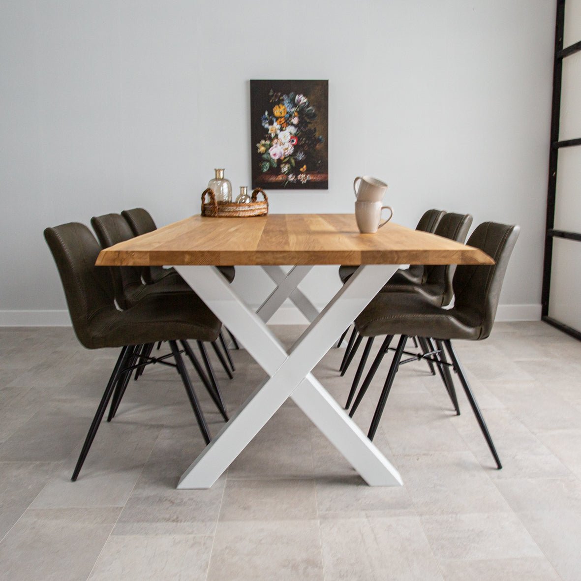 Mesa de comedor revi Oak X-Leg White