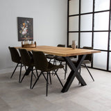 Mesa de comedor revi roble madera x-leg negro