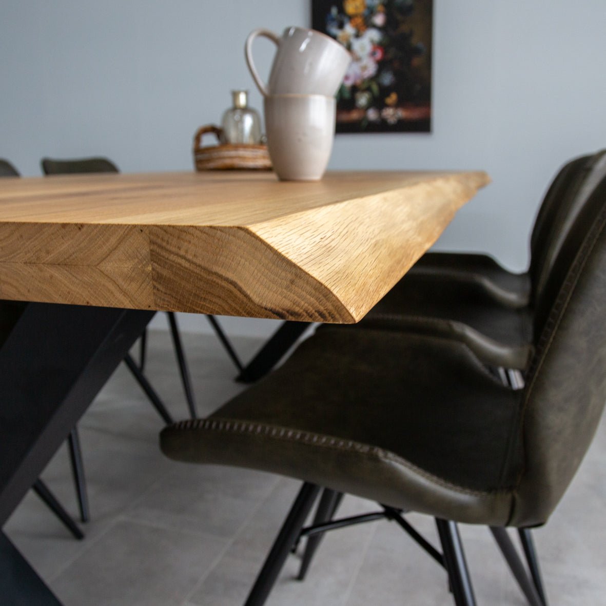 Mesa de comedor revi roble madera x-leg negro