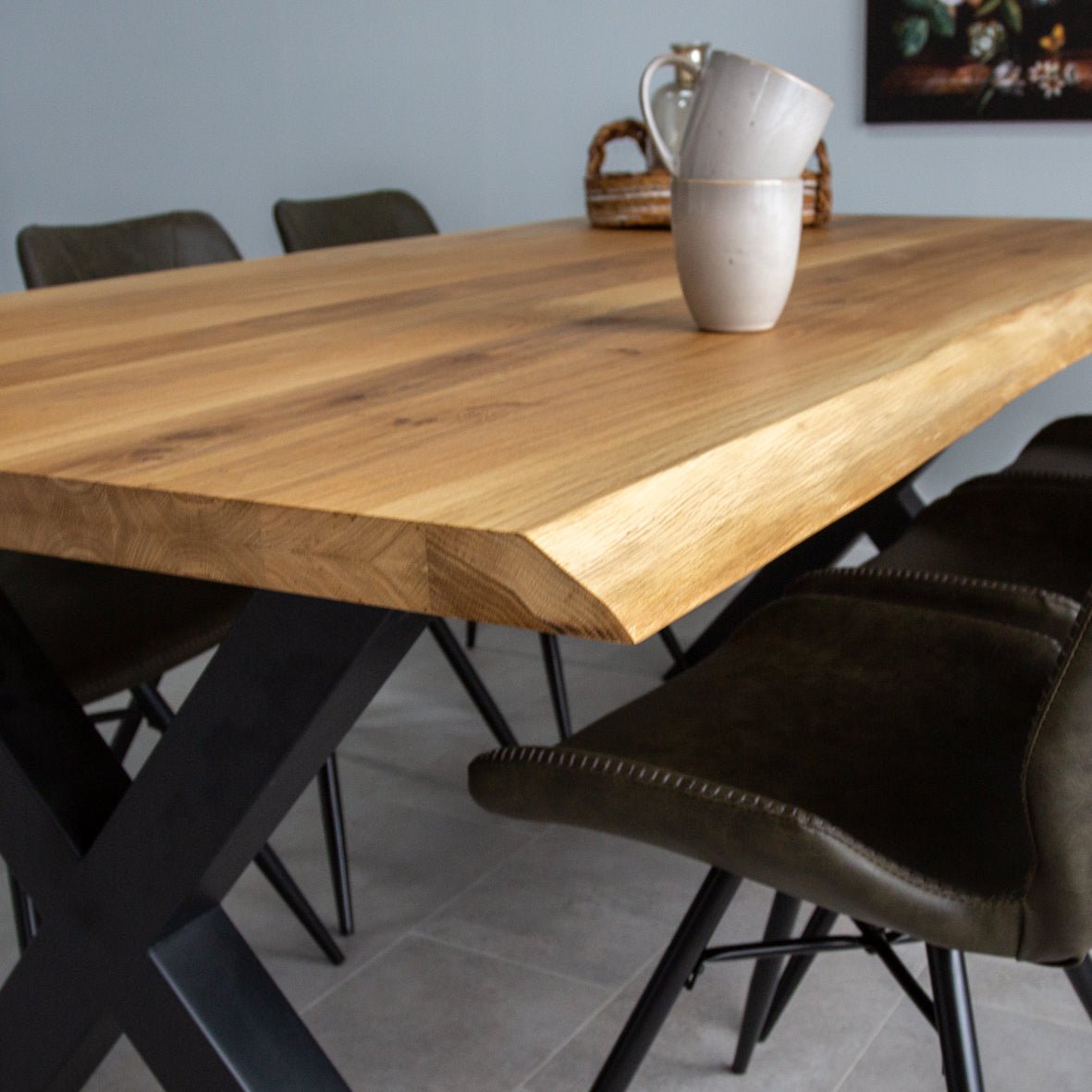 Mesa de comedor revi roble madera x-leg negro