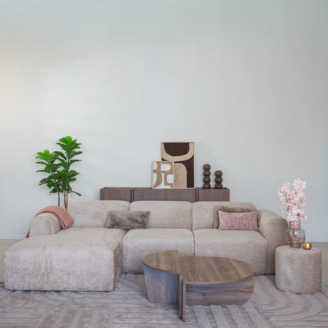 Banken-Hoekbank zand chenille stof - 292x169 cm - Shane - links-Dimehouse