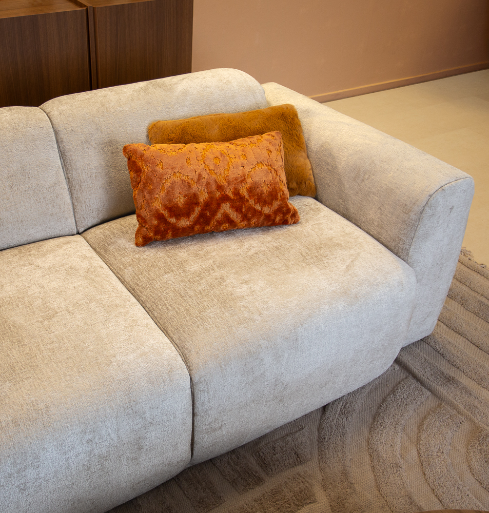 2-zits bank beige chenille stof - 195x85 cm - Shane