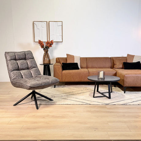 Sillón giratorio Yuki Antracita Eco-cuero 360° Giratorio 