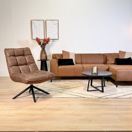 Sillón giratorio Yuki Cognac Eco-cuero 360° Giratorio 