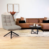 Fauteuils - Scandinavische draaifauteuil taupe bouclé stof 360° draaibaar Yuki - Dimehouse
