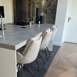 Conjunto de 2 taburetes de bar Elite Zand Chenille Tela Ricamente Giratorios 