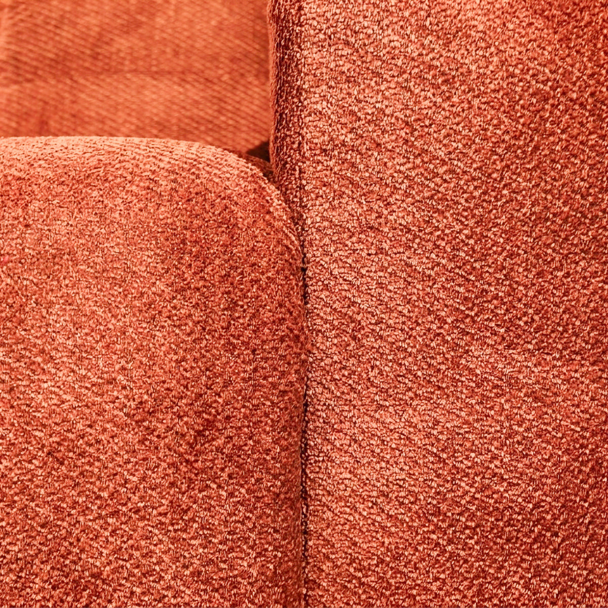 Sofá de esquina con chaise longue en tela bouclé color cobre Nova – izquierda