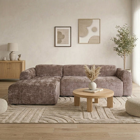 Banken-Hoekbank taupe chenille stof - 292x170 cm - Shane - links-Dimehouse