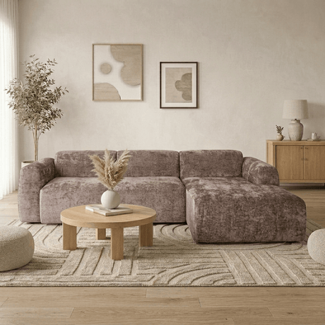 Banken-Hoekbank taupe chenille stof - 292x170 cm - Shane - rechts-Dimehouse