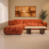 Sofá de esquina con chaise longue en tela bouclé color cobre Nova – izquierda