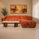 Banken-Hoekbank met lounge koper bouclé stof Nova - rechts-Dimehouse