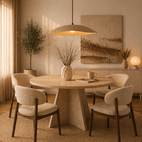 Lámpara colgante pantalla hormigón carbono beige - robusta - 58 cm - Flowing