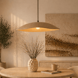 Hanglampen - Hanglamp beige carbon betonnen kap - robuust - 58 cm - Flowing - Dimehouse