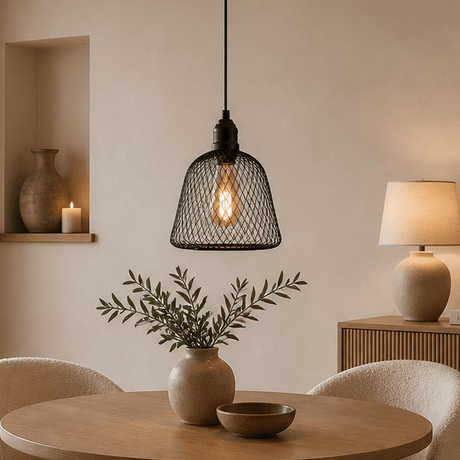 Hanglampen - Hanglamp zwart Metaal – Gaas structuur - 23 cm - 1 - lichts – Hudson - Dimehouse