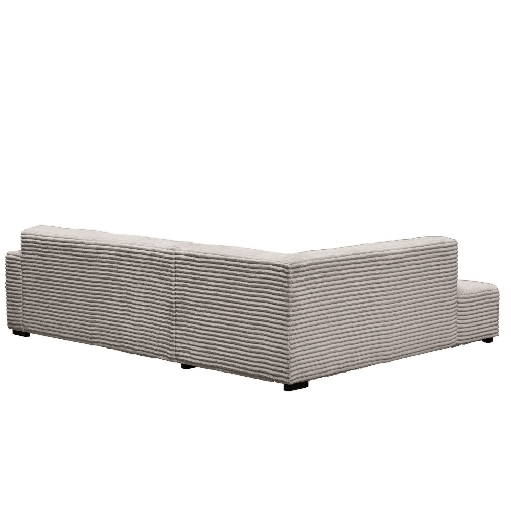 Sofá en esquina de tela de rayas súper suave beige Gavi - izquierda 