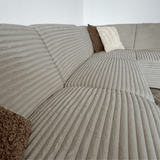 Sofá en esquina de tela acanalada beige súper suave Gavi - derecha 