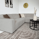 Sofá en esquina de tela acanalada beige súper suave Gavi - derecha 