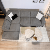 Sofá esquina de chenilla taupe tapizada Ravi – derecha 