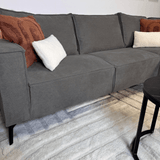 Banken - Hoekbank met chaise longue antraciet chenille Yara - rechts - Dimehouse