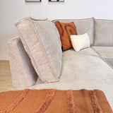 Banken - Hoekbank met chaise longue beige chenille Yara - links - Dimehouse