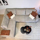 Banken - Hoekbank met chaise longue beige chenille Yara - links - Dimehouse