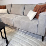 Banken - Hoekbank met chaise longue beige chenille Yara - links - Dimehouse