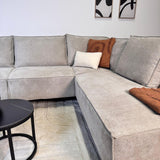 Banken - Hoekbank met chaise longue beige chenille Yara - rechts - Dimehouse