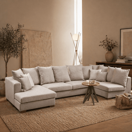 Banken - Hoekbank beige U - opstelling - polyester - 380 cm - Colorado - Dimehouse