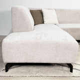 Banken - Hoekbank met chaise longue beige chenille stof Manon - links - Dimehouse