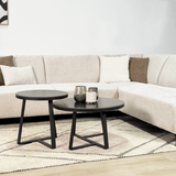 Banken - Hoekbank met chaise longue beige chenille stof Manon - rechts - Dimehouse