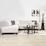 Banken - Hoekbank met chaise longue beige chenille stof Manon - links - Dimehouse