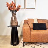 Sofá esquinero Davidson Microfibra Cognac con salón compacto - Derecho 