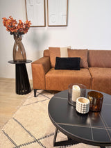 Sofá esquinero Davidson Microfibra Cognac con salón compacto - Derecho 