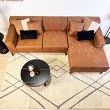 Sofá en esquina con lounge compacto en microfibra color coñac Davidson - derecha 