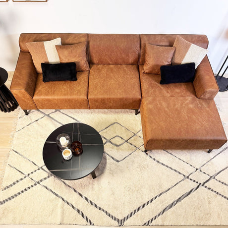 Sofá esquinero Davidson Microfibra Cognac con salón compacto - Derecho 