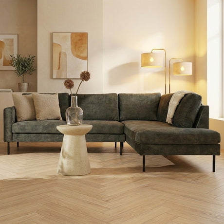 Sofá esquinero terciopelo verde patas altas Gaya - derecha