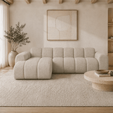 Banken-Hoekbank met lounge beige velvet structuurstof - strepen - links - Brix-Dimehouse