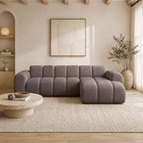 Banken-Hoekbank met lounge zacht bruin bouclé stof - strepen - rechts - Brix-Dimehouse