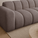 Banken-Hoekbank met lounge zacht bruin bouclé stof - strepen - rechts - Brix-Dimehouse