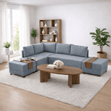 Sofá cama tela azul - XXL 280 x 210 - Izquierdo - Fly