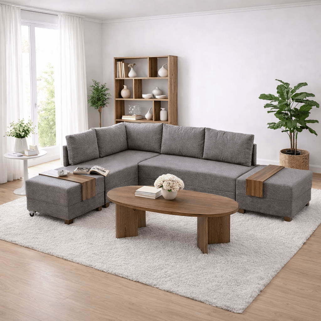 Sofá cama tela topo - XXL 280 x 210 - Izquierdo - Fly