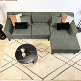 Sofá esquinero Davidson Microfibra Verde con salón compacto - Derecho 