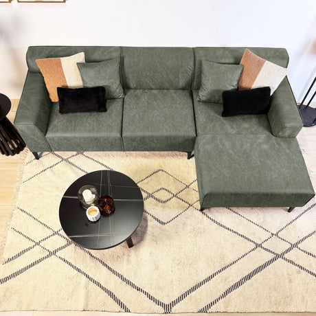 Sofá esquinero Davidson Microfibra Verde con salón compacto - Derecho 
