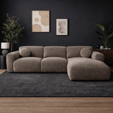 Banken - Hoekbank taupe chenille stof - 292x169 cm - Shane - rechts - Dimehouse