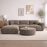 Banken - Hoekbank taupe chenille stof - 292x169 cm - Shane - links - Dimehouse