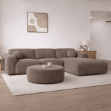 Banken - Hoekbank taupe chenille stof - 292x169 cm - Shane - rechts - Dimehouse