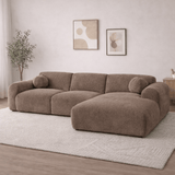 Banken - Hoekbank taupe chenille stof - 292x169 cm - Shane - rechts - Dimehouse