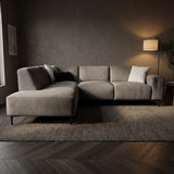 Banken - Hoekbank taupe chenille gemêleerd Ravi – links - Dimehouse